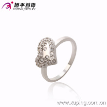 Fashion Women Elegant Heart-Shaped Silver -Plated Jewelry CZ Crystal Finger Ring -10122